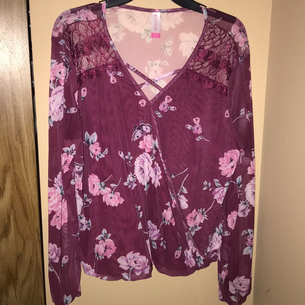Burgundy Floral Blouse